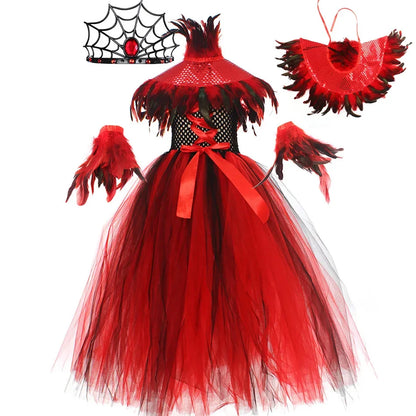 Halloween Gothic Mesh Dress – Kids Vampire Cosplay