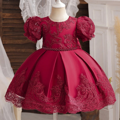 Kids’ Formal Embroidered Dress – Vintage Style Birthday