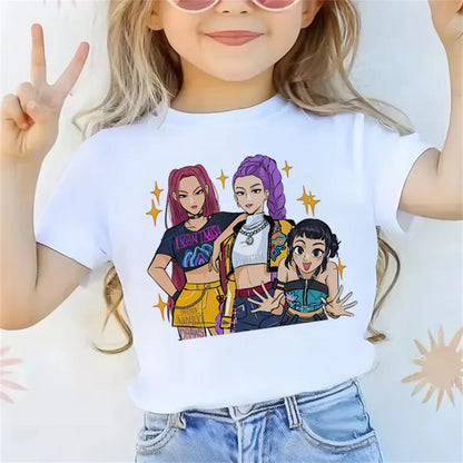 Trendy 2025 Kpop Demon Hunters Tee – Graphic Top for Boys & Girls