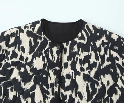 Commuter Style Cotton Jacket – Animal Print & Long Sleeve