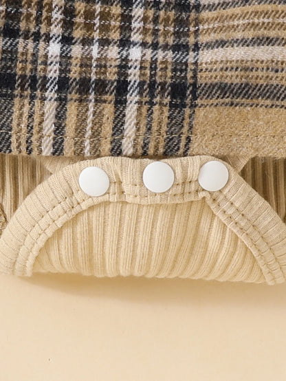 Cute Baby Girl Long Sleeve Plaid Romper