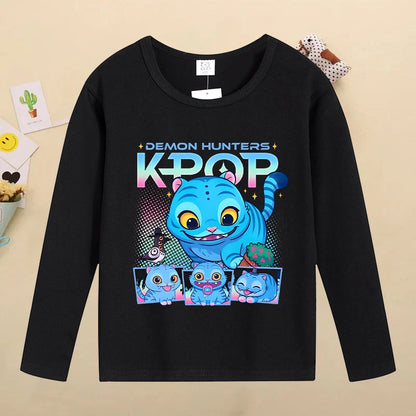 Kpop Demon Hunters Kids T-Shirt – Kawaii Cartoon Long Sleeve Top