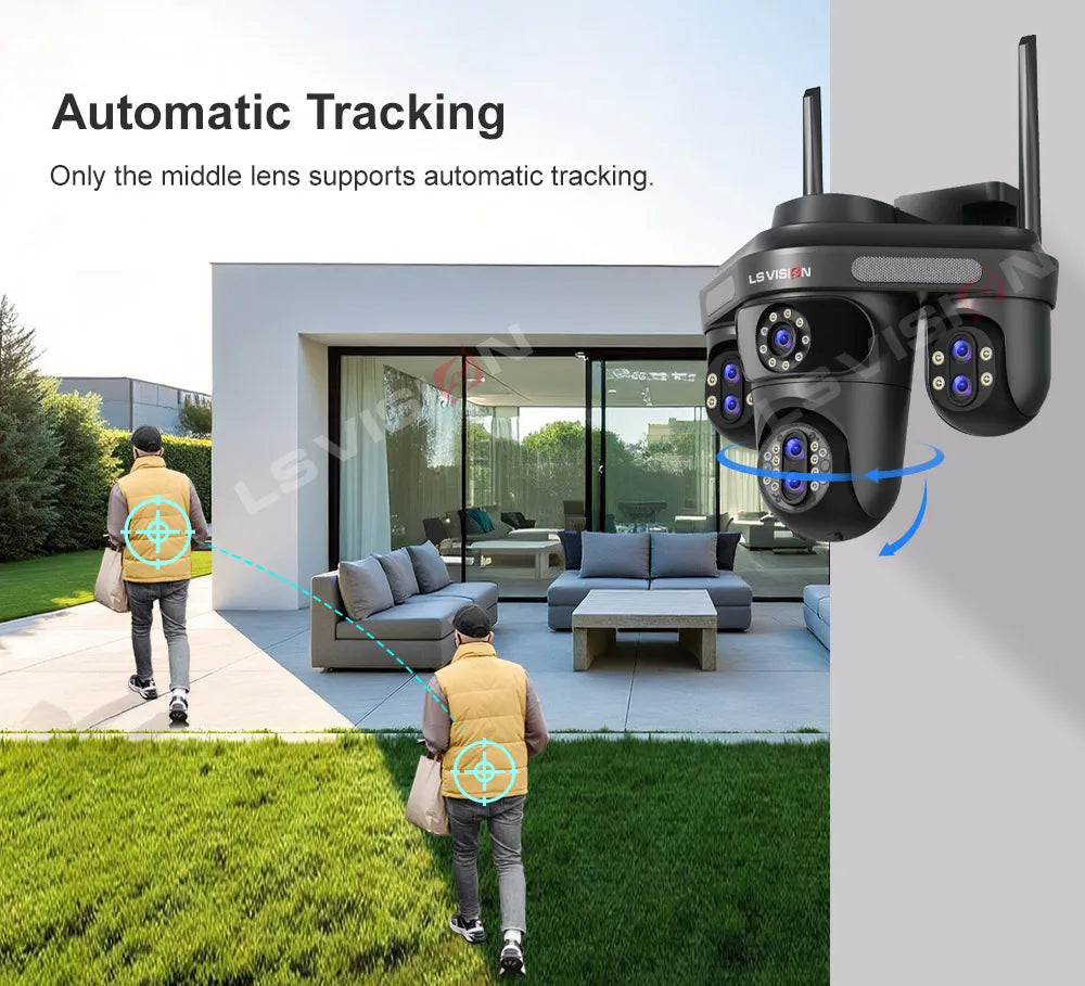 3/4 Screen WiFi PTZ Camera | 10X Zoom | AI Auto Tracking | Outdoor IP66 CCTV