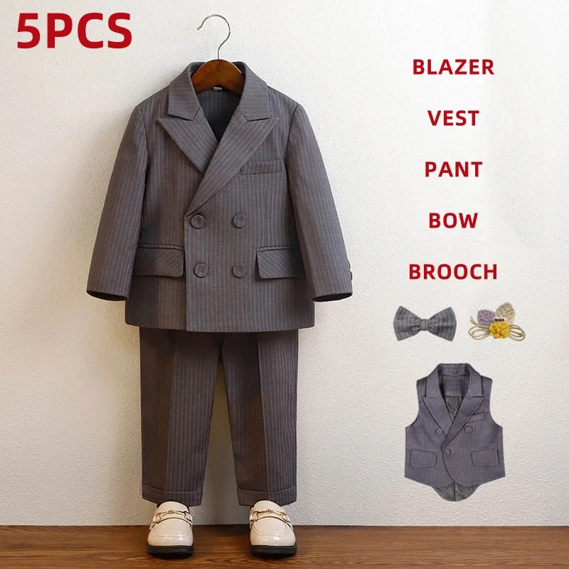 Little Gentleman Korean Striped Suit – Boys’ Party & Ceremony Costume