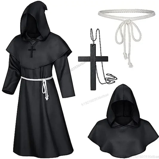 Halloween Wizard Medieval Hooded Robe Costume