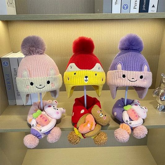Children’s Cute Winter Hat with Matching Scarf
