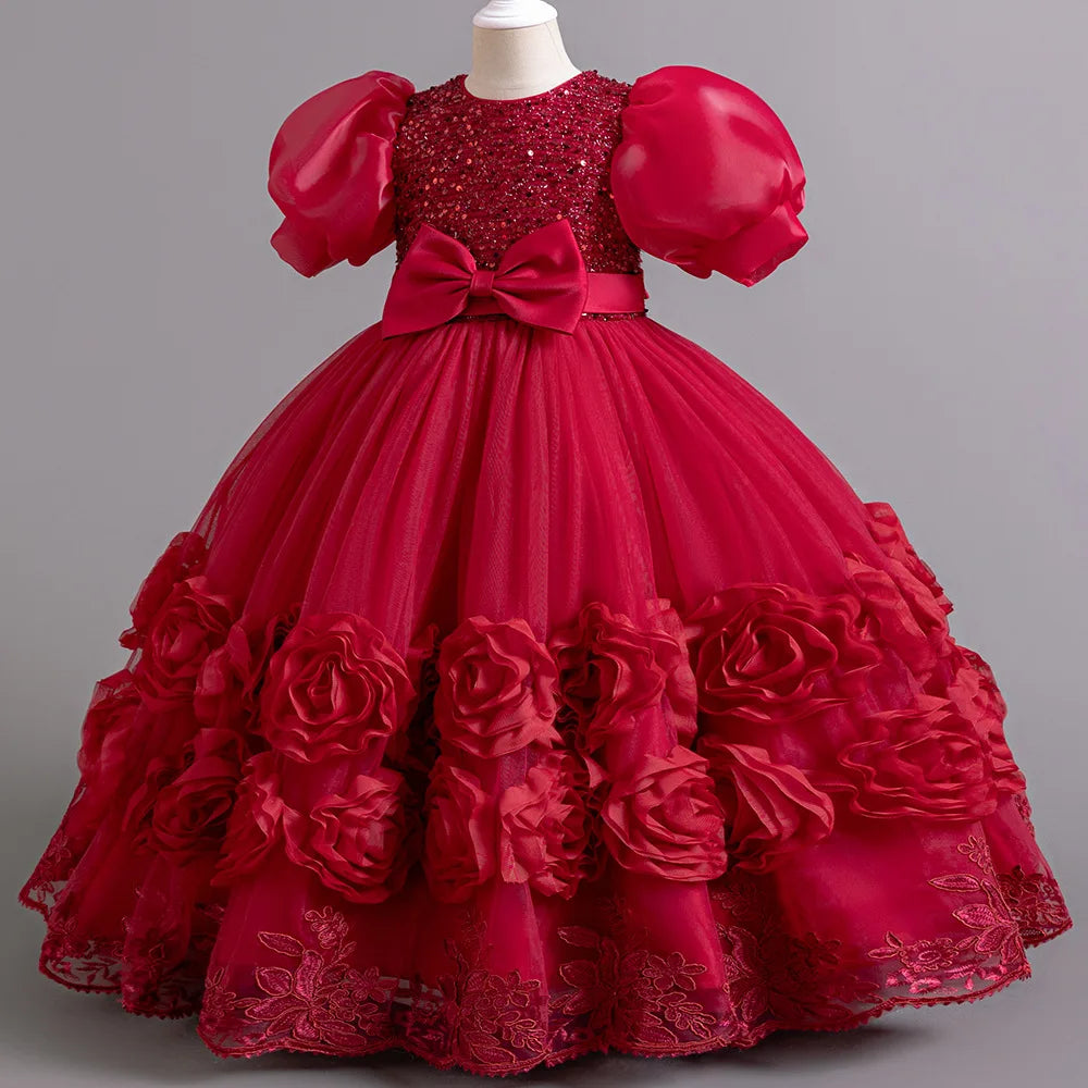 Elegant Long Sequin Dress for Girls 4–12 Years