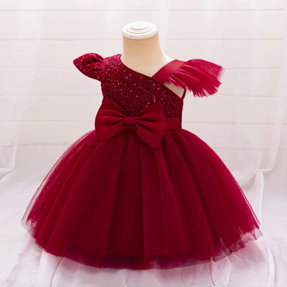 Cute Fly Sleeve Baby Girl Birthday Outfit