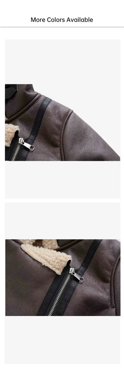 Retro Moto Style Coat – 2024 A/W Women's Fur Outerwear