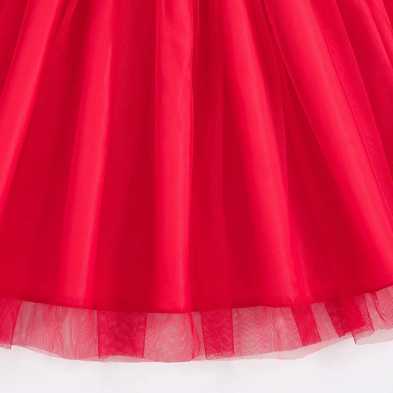 Girls' Floral Tulle Dress with Belt – Ages 8–12