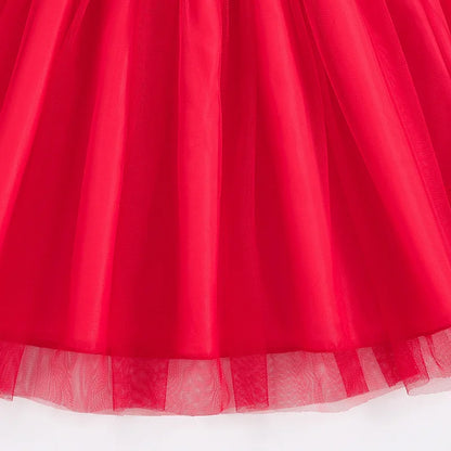 Girls' Floral Tulle Dress with Belt – Ages 8–12