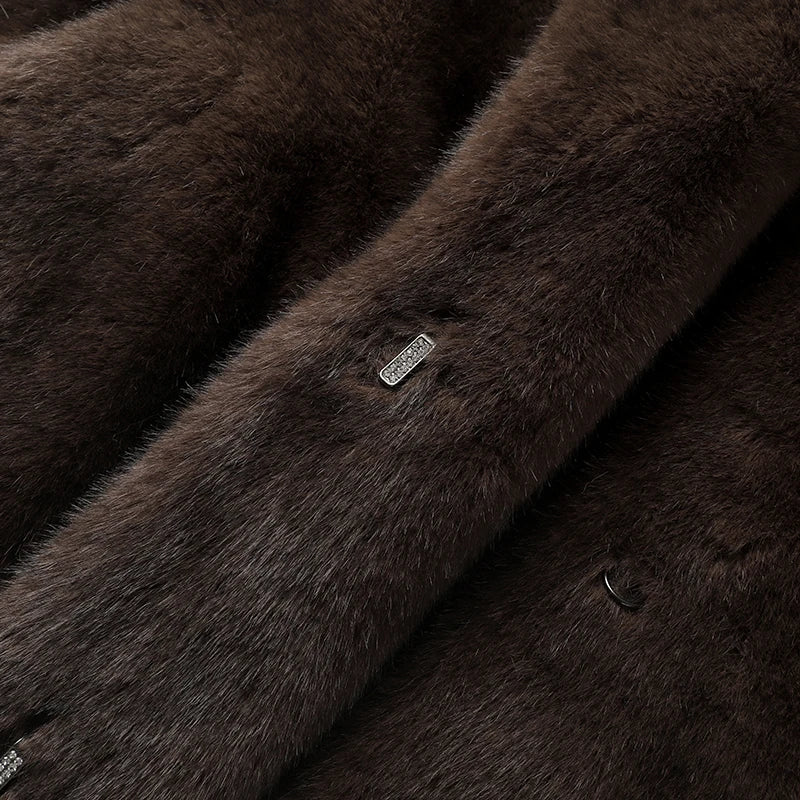 Chic Winter Warmth: Iconic Faux Mink Fur Overcoat