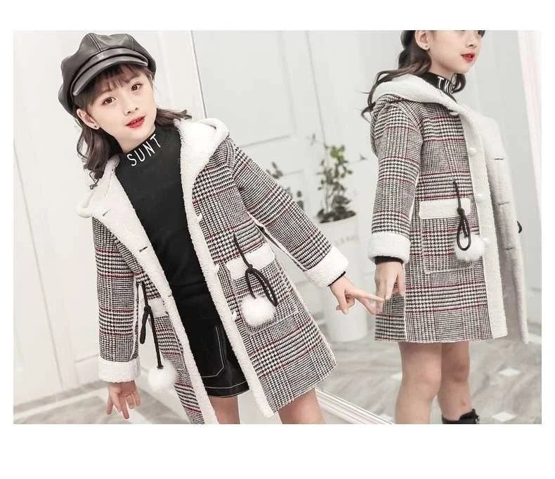 Autumn/Winter Girls’ Jacket – Stylish Hairy Long Coat