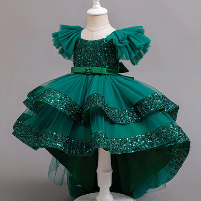 Girls’ Green Sequined Party Dress – 3 to 10 Years