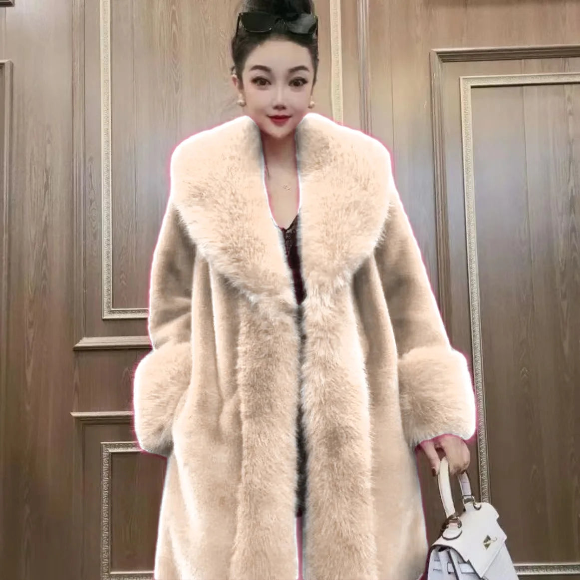 Elegant Faux Fur Long Coat: Warm & Chic