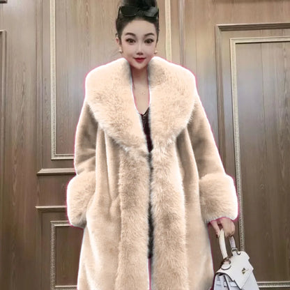 Elegant Faux Fur Long Coat: Warm & Chic