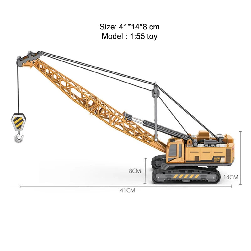 Engineering Diecast Vehicle Set – Tower Crane, Forklift, Bulldozer & Excavator for Boys!