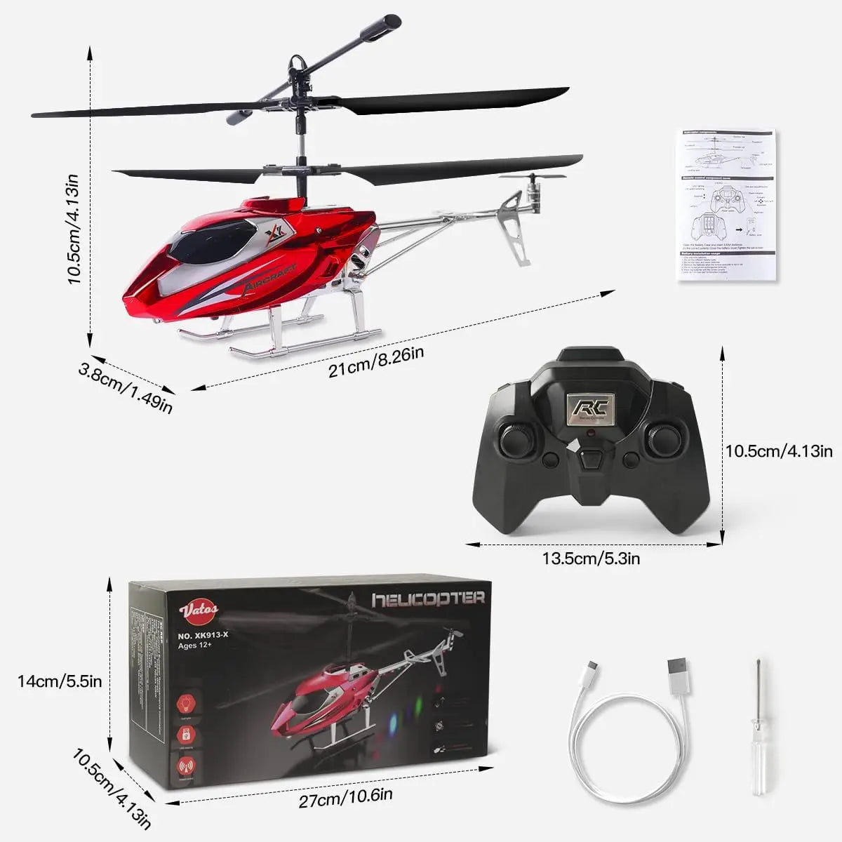 RC Helicopter for Kids – 2.4G Remote Control with LED Lights & One-Key Take-Off