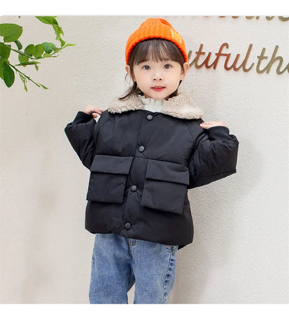 Boys & Girls Lapel Jacket – Cozy Lamb Fleece Kids’ Coat