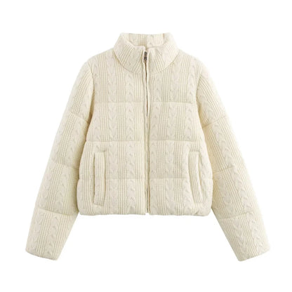 Cozy High Collar Knitted Cotton Jacket