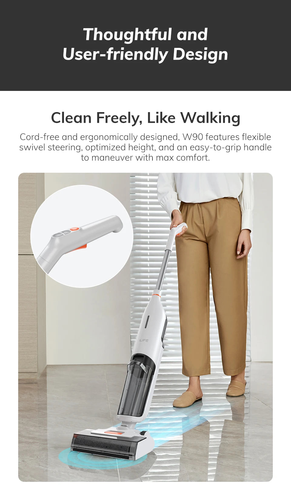 W90 Cordless Wet-Dry Smart Mop: Powerful Cleaning Made Easy