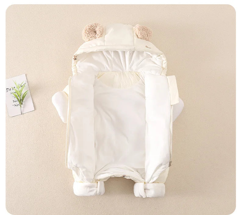 Thick Winter Baby Romper – Fleece & Hooded