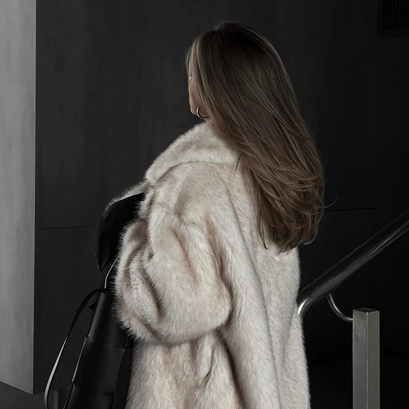 Street Chic: Warm Faux Fox Fur Jacket for Winter