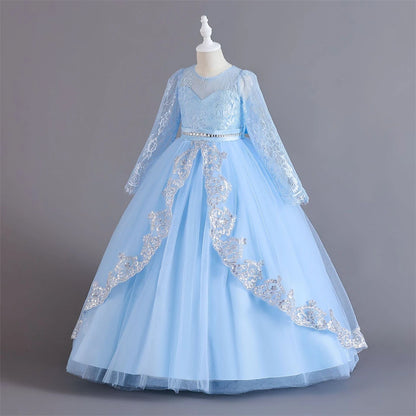 Girls Evening Dress – Lace Embroidered Party Gownn