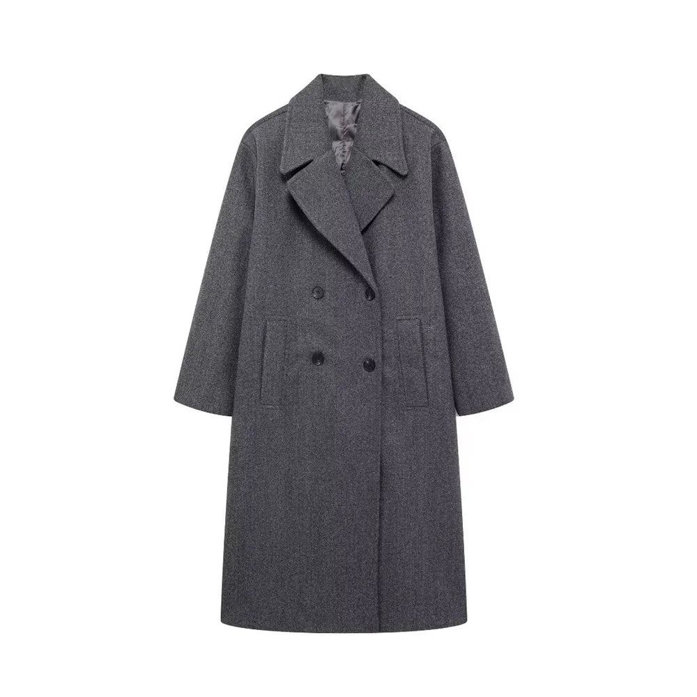 Autumn Chic Double-Breasted Lapel Coat