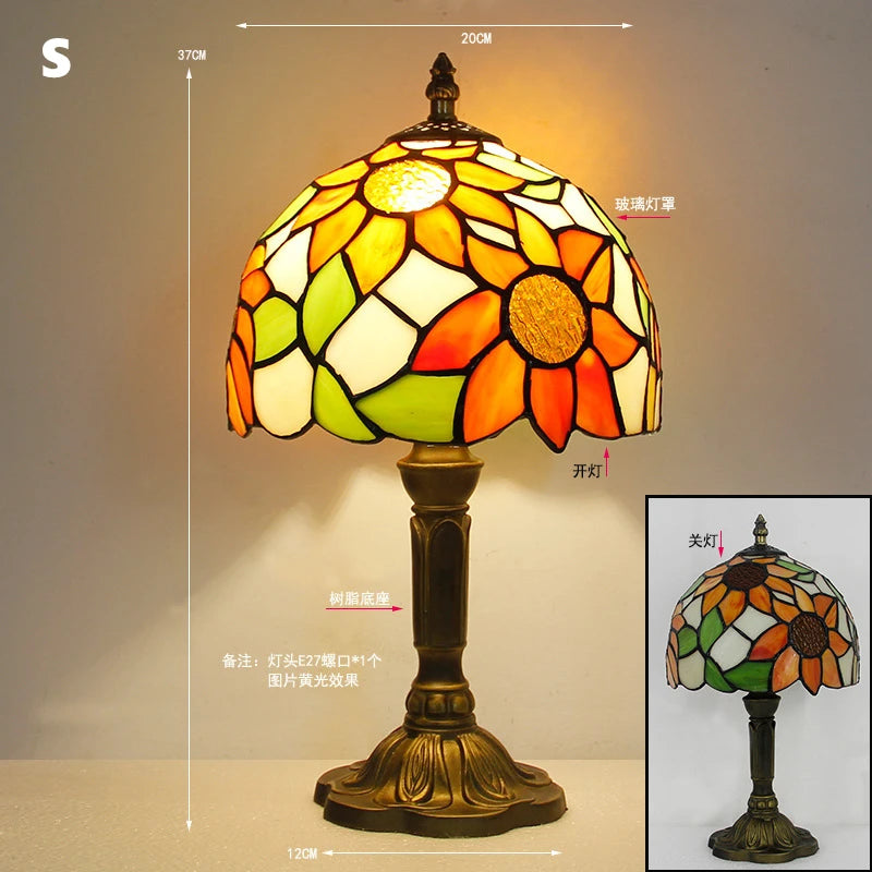 Table Lamp: E27 Stained Glass, Baroque Mediterranean Style for Bedroom & Nightstand