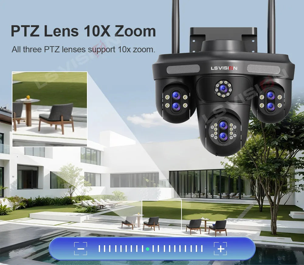 3/4 Screen WiFi PTZ Camera | 10X Zoom | AI Auto Tracking | Outdoor IP66 CCTV