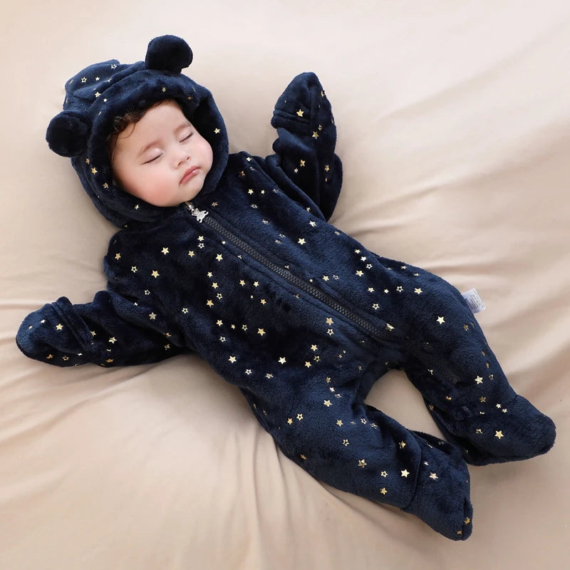 Soft Flannel Baby Romper – 0–12M Warmth