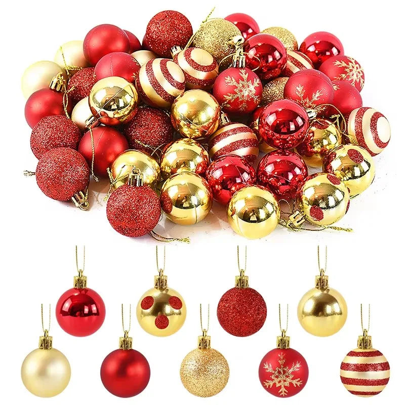 50pcs Christmas Baubles – 4cm Hanging Ornaments for Tree Décor & Holiday Gifts