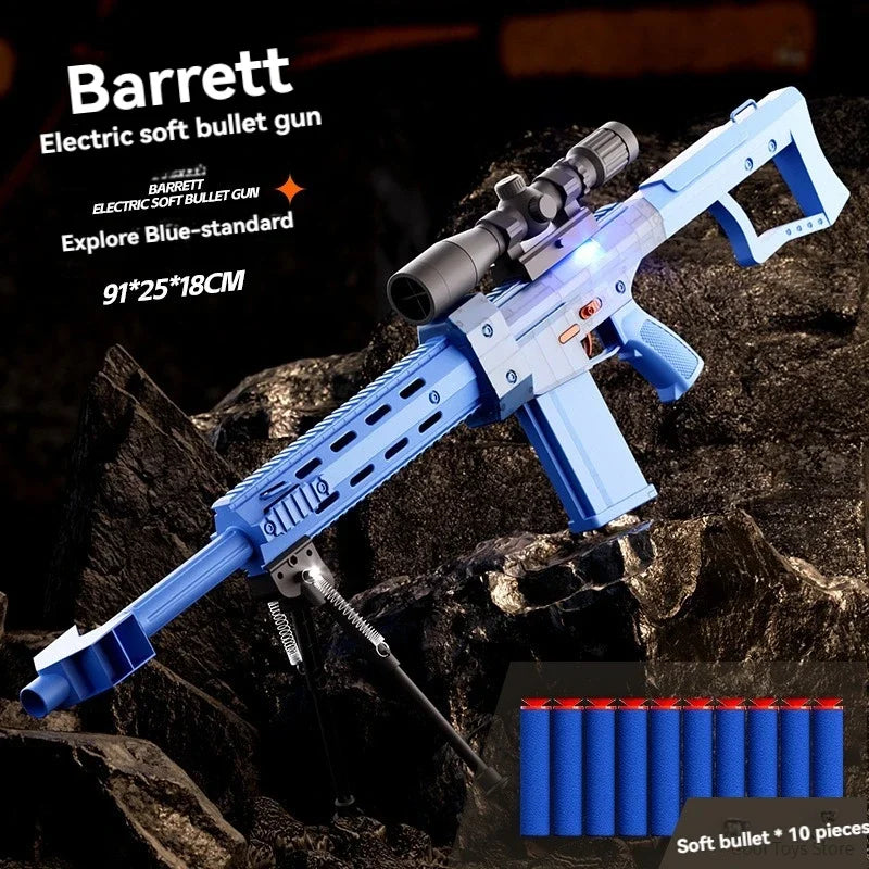 Ultra Shoppings electric flash soft bullet toy gun modeled after HK416 Barrett sniper rifle, designed for outdoor airsoft CS gaming.