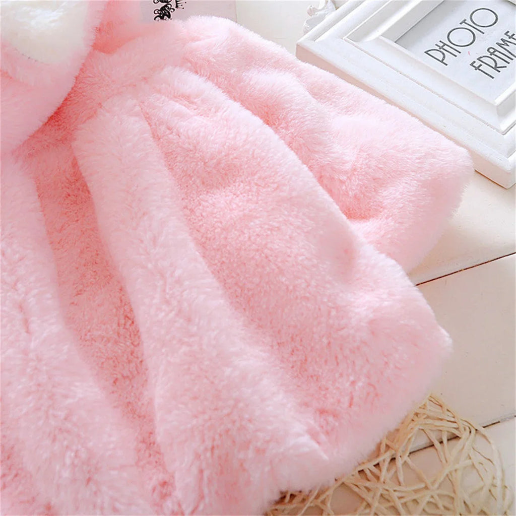 Baby Girl Winter Jacket – Cute Hooded Rabbit Ear Sweater (0–3Y)