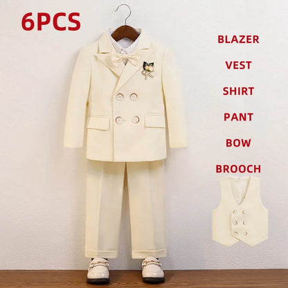 Elegant Boys’ Velvet Suit – British-Style Wedding & Party Outfit