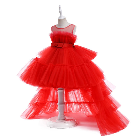Elegant Red Tulle Dress for Girls – First Communion & Birthday