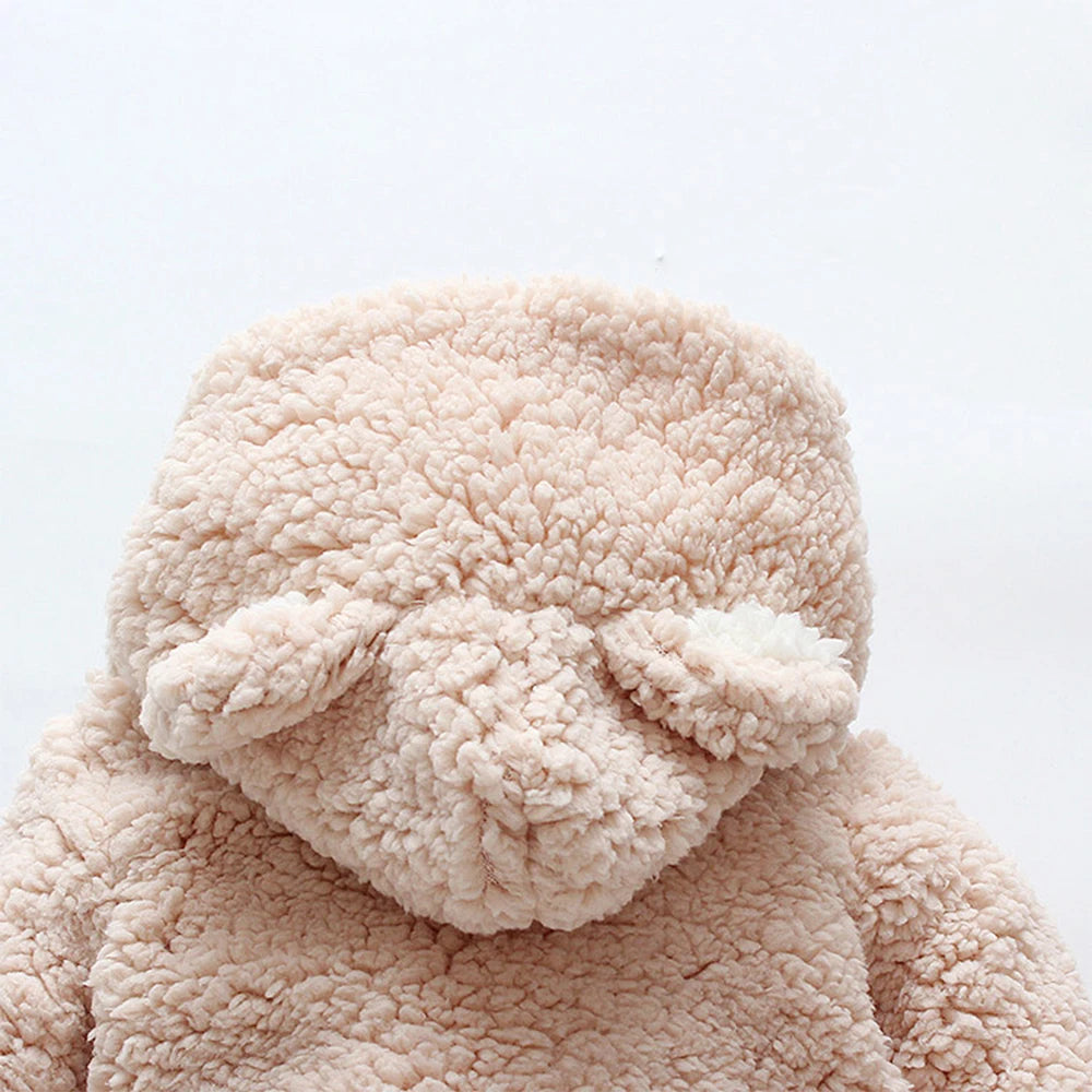 Winter Baby Romper – Embroidered Bear & Cozy Fleece