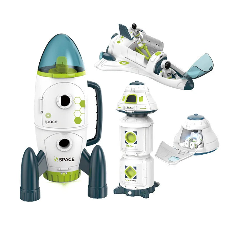 Space Model Toy Set – Light & Sound Shuttle, Rocket, and Station for Kids!