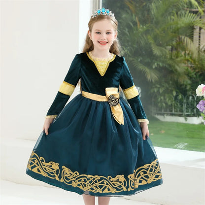 Girls’ Princess Cosplay Dress – Long Sleeve Halloween & Stage Outfit