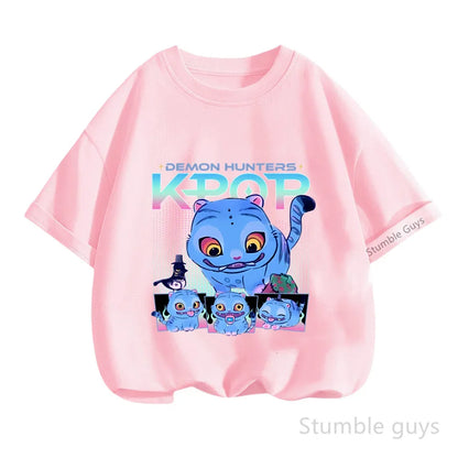 Kpop Demon Hunters Anime T-Shirt – Cool Short Sleeve for Children