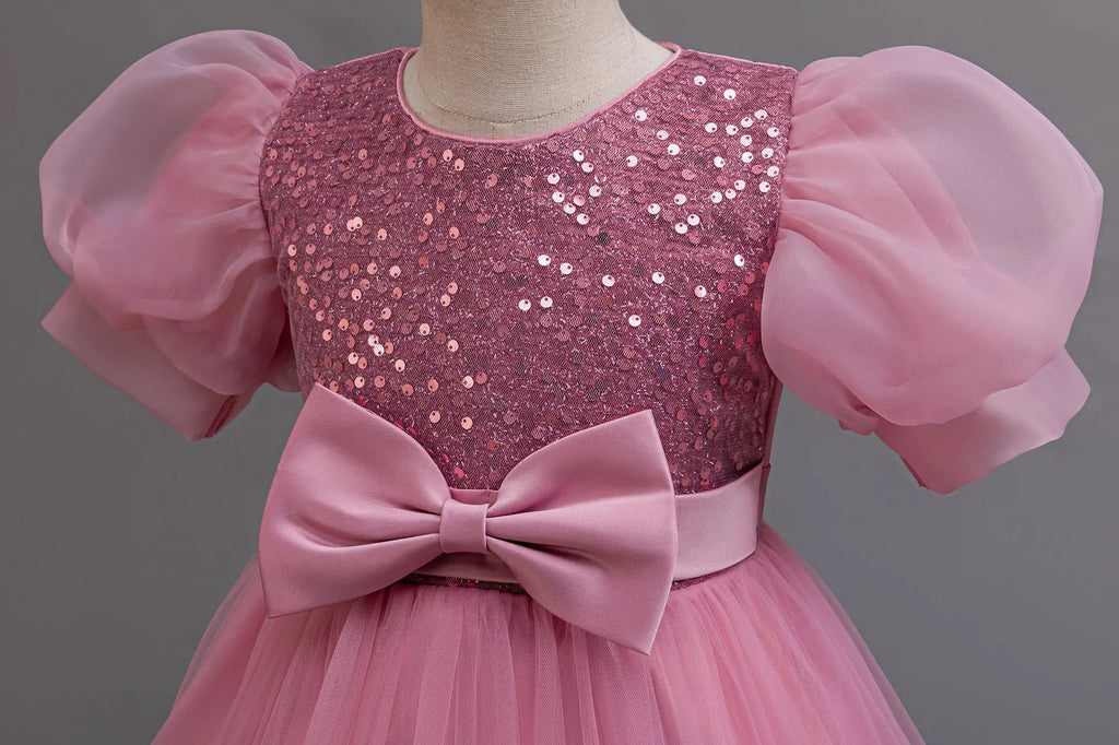 Elegant Long Sequin Dress for Girls 4–12 Years