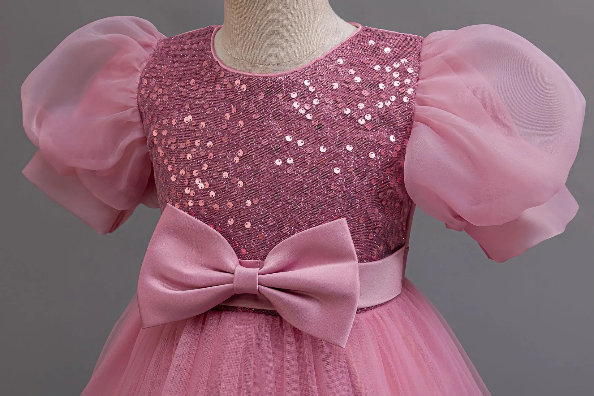 Elegant Long Sequin Dress for Girls 4–12 Years