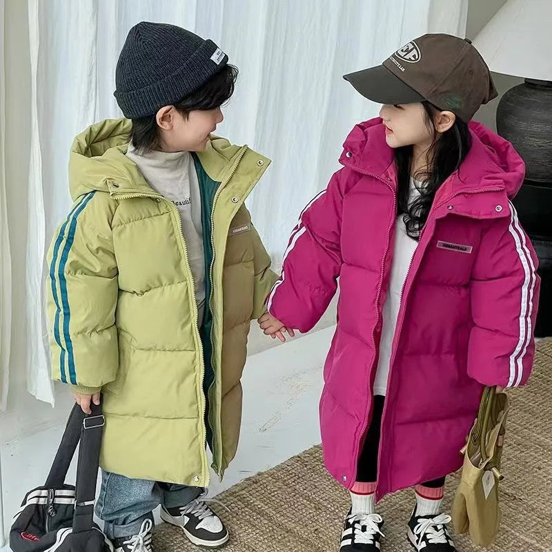 Kids' Long Cotton-Padded Jacket – Warm & Stylish