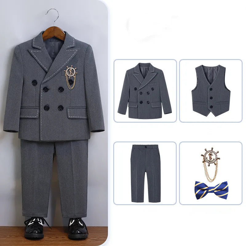 Boys’ Complete 5-Piece Dress Set – Wedding, Piano & Host Costume