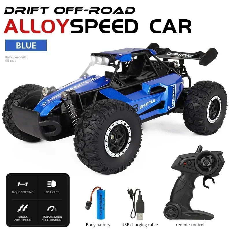 1:16 2WD High-Speed RC Off-Road Car – LED Light Climbing Truck for Kids!