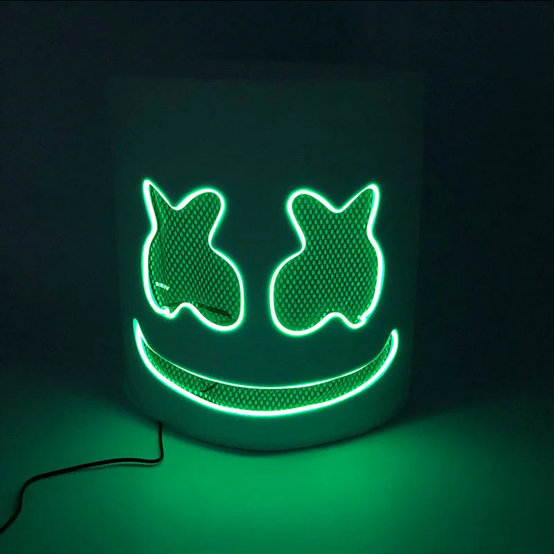 Halloween Light-Up Mask – Neon LED Marshmallow Headgear
