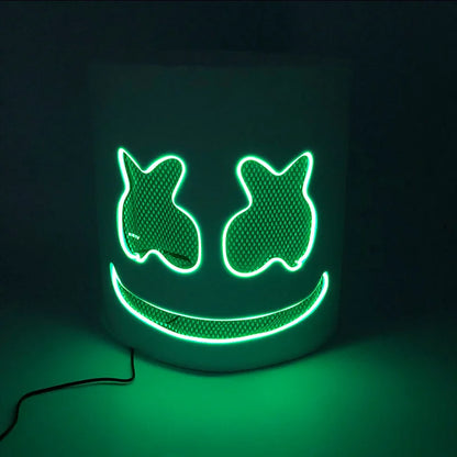 Halloween Light-Up Mask – Neon LED Marshmallow Headgear