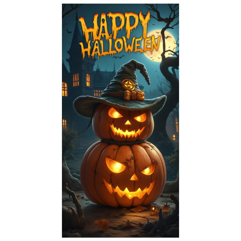 Halloween Door Banner – Scary Moon Night & Cemetery Scene