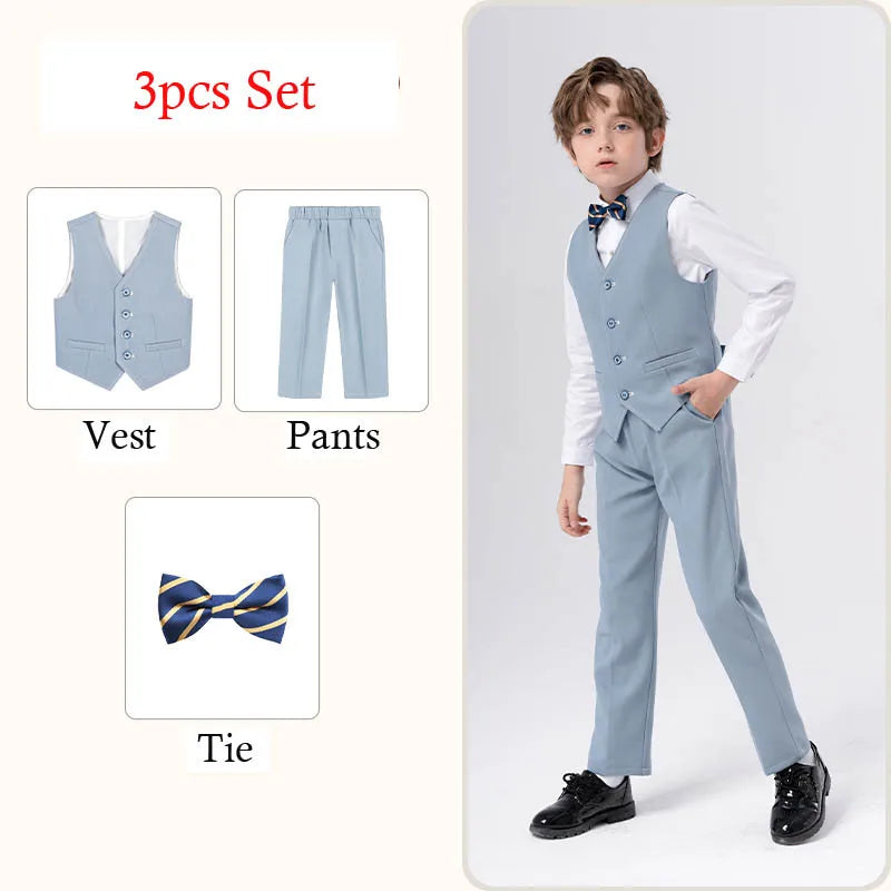 Boys’ Formal Suit Set – Spring/Summer Wedding Outfit (Ages 1–14)